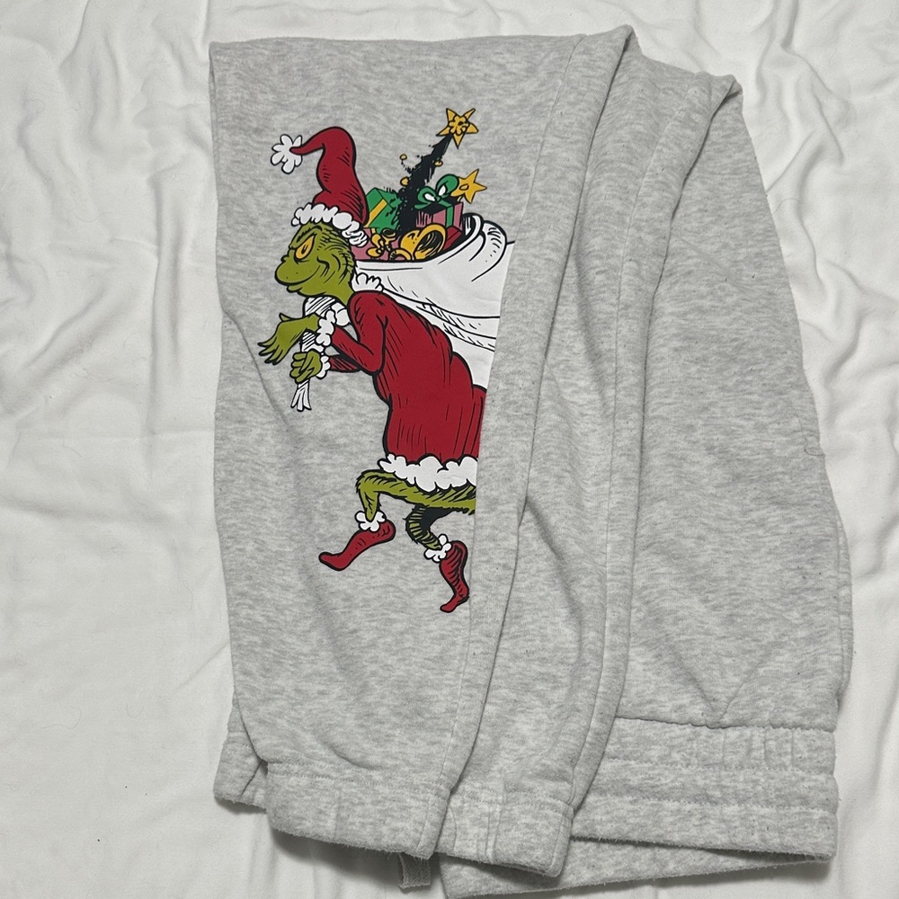 Dr. Seuss Grinch Gray Joggers with Red Accents